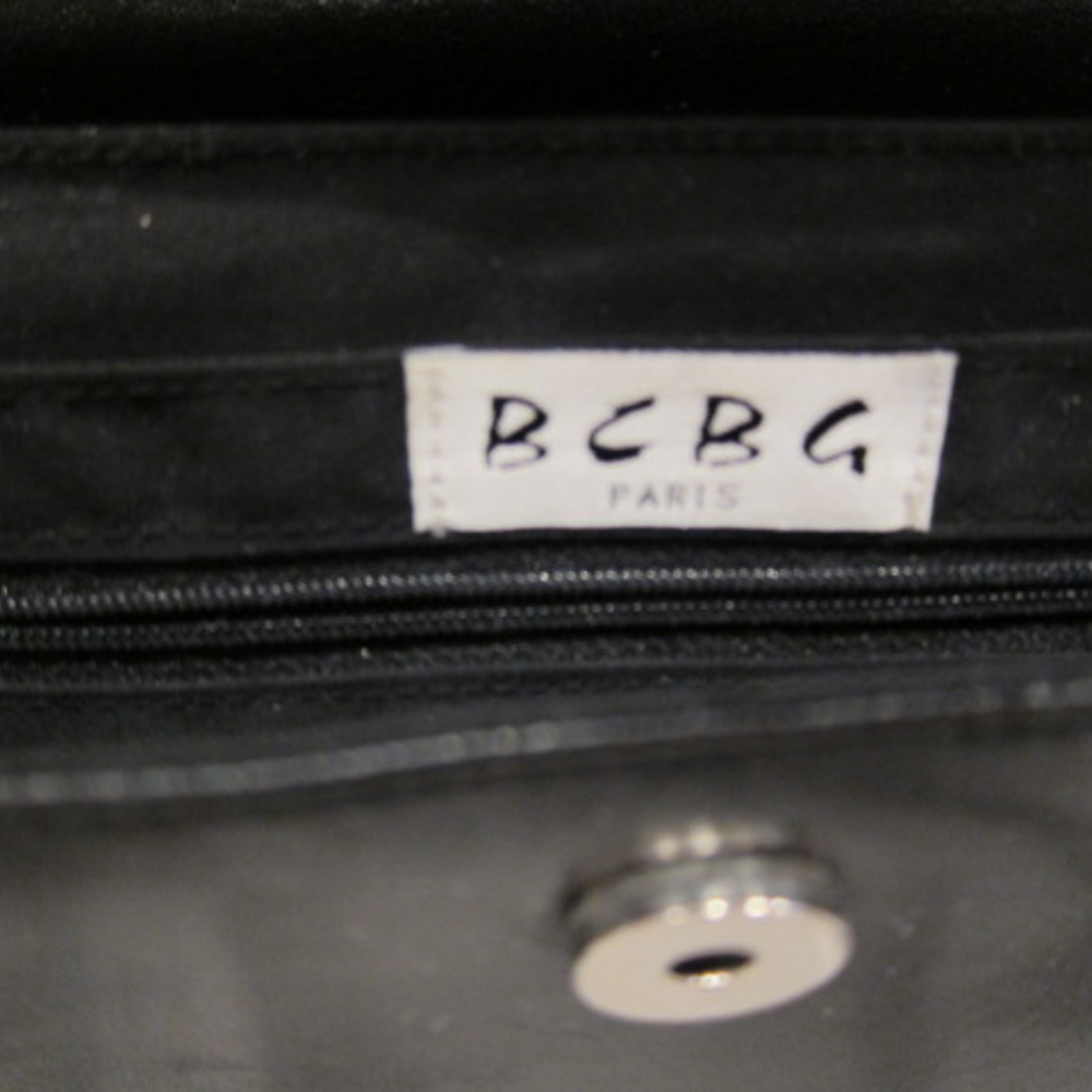 Women Handheld Shoulder BCBG Paris Black Vegan Faux Leather Bag Purse Top Handle - Picture 6 of 8